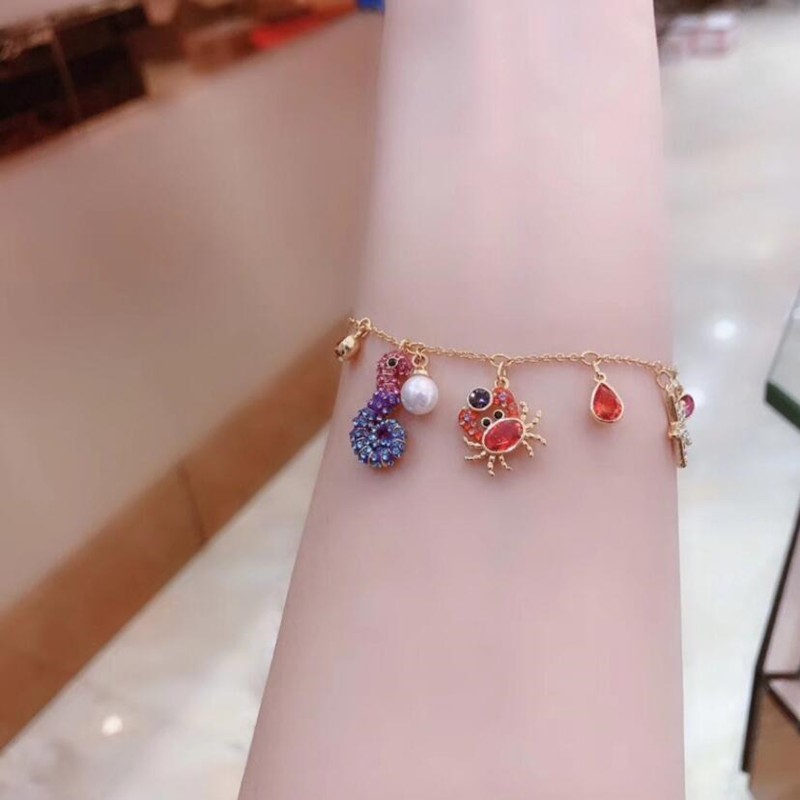 Vacation Simple Style Crab Alloy Plating Inlay Artificial Gemstones Women's Bracelets display picture 4