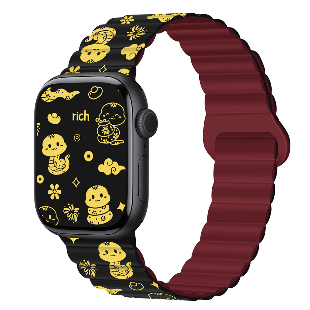30g Weight Apple Smart Watch Magnetic Strap Classification Silica Gel Material Solid Color Pattern Casual, Fashion style Style Casual Fashion Style Solid Color Apple Smart Watch Magnetic Strap 无