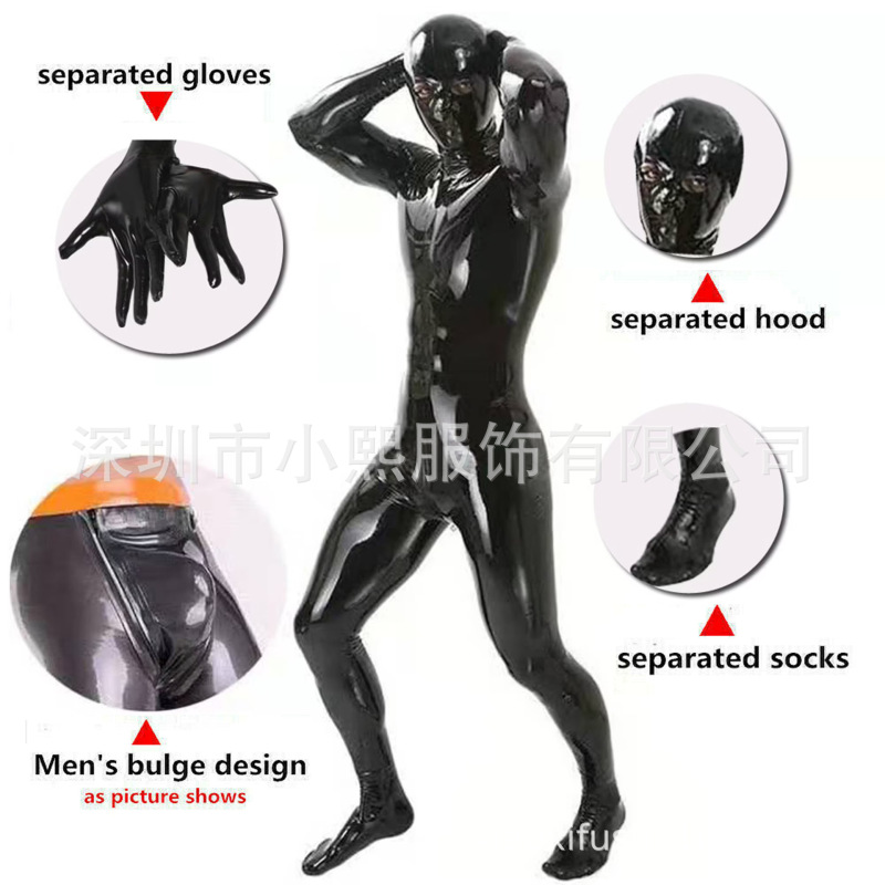 New 4XL5XL European and American Body Shaper Male Servant Sexy Stage Dress Mirror Bright Leather All-inclusive Bodice 6819