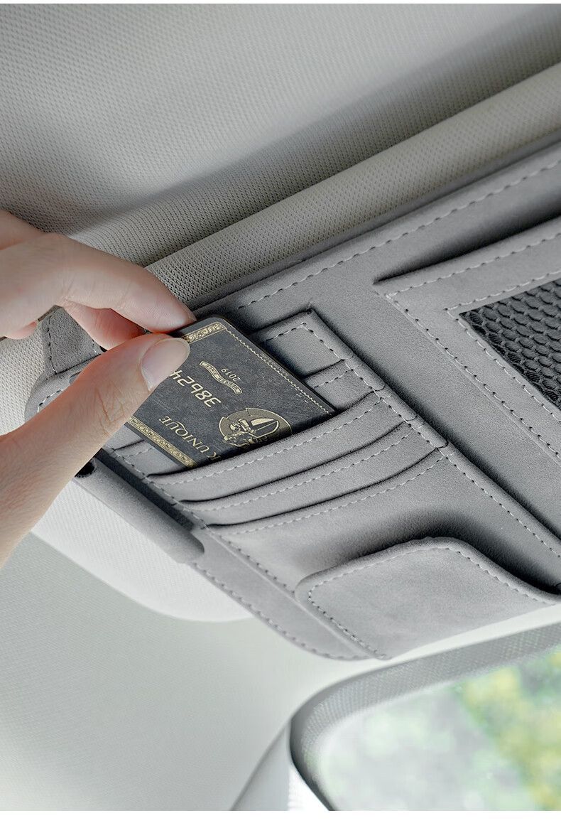 Car Sun Visor Glasses Holder Bill Holder Multifunctional Certificate Holder Storage Bag Suede Simple Bill Holder Universal