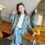 格子长袖新款女童衬衣