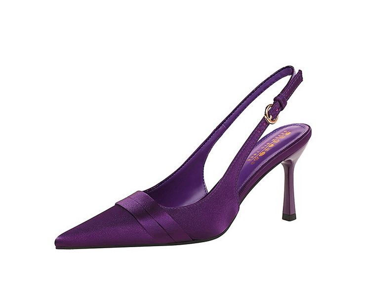 Escarpins élégants à bout pointu en satin avec dos ouvert et bride à la cheville - Escarpins pour femmes pour fêtes et soirées_voghion.com
