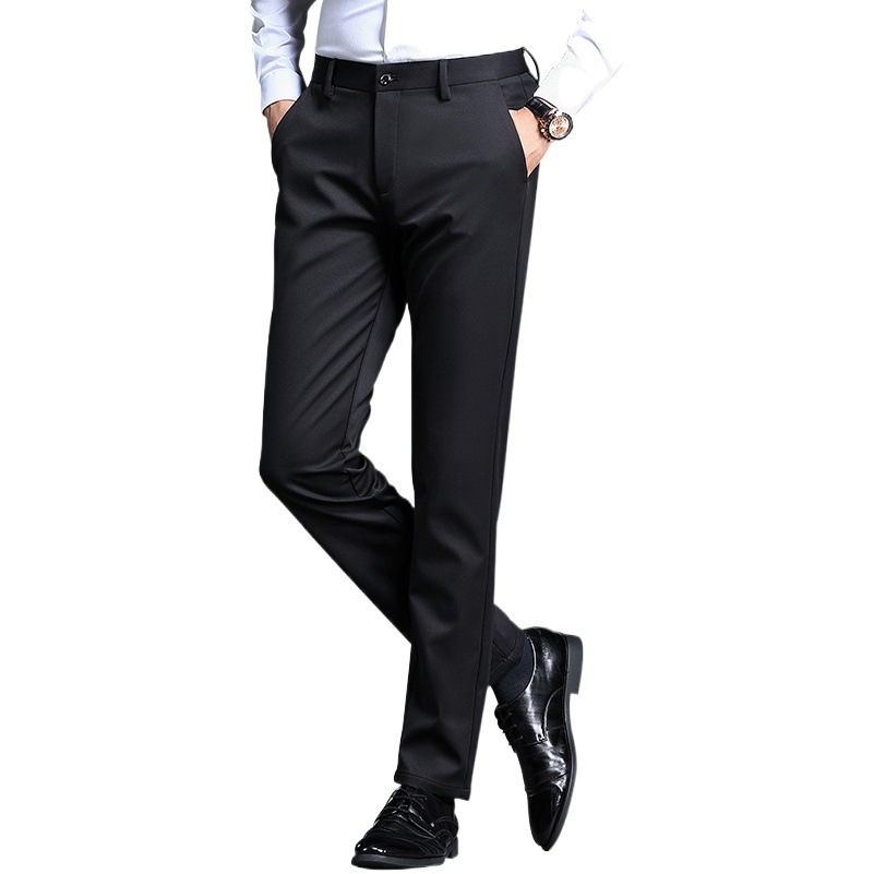 Pantalones para hombres, ropa formal recta sin planchar de negocios de primavera, pantalones casuales delgados de mediana edad, pantalones de trabajo de viaje profesional image 1