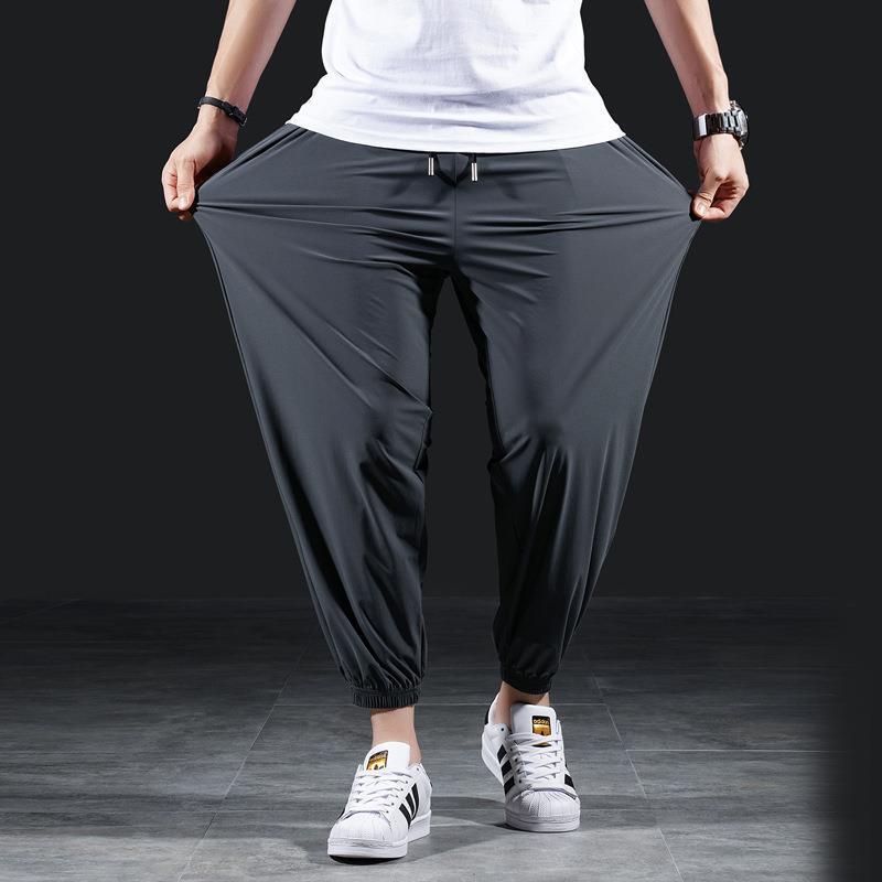 Sports Pants Men's Summer Thin Ankle-length Pants Ice Silk Elastic Quick-drying Casual Drapy Feet Plus Size Pants Sports Pants Men's Summer Thin Ankle-length Pants Ice Silk Elastic Quick-drying Casual Drapy Feet Plus Size Pants