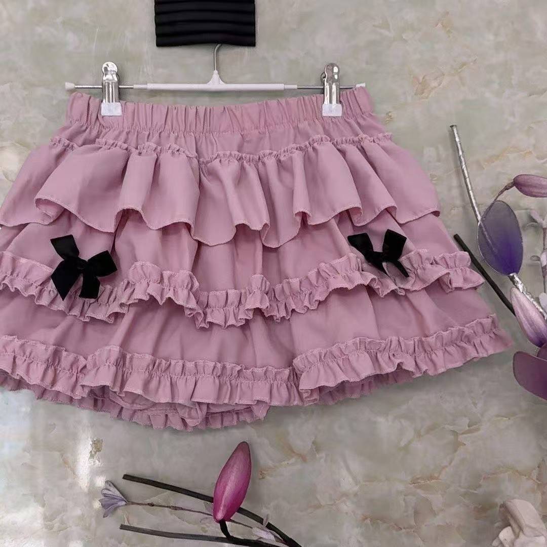 Pink Lace Mini Tutu Skirt, Slim Fit Polyester Cosplay Costume, One Size — detail image 1