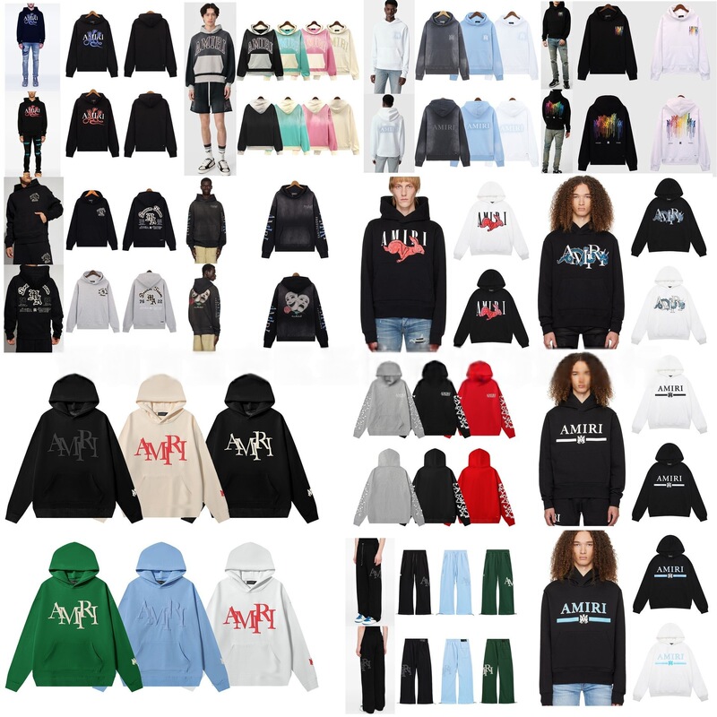 Cross-Border American High-Quality Amiri Hoodie Classic Letter Series Pullover Loose Hooded Sweatshirt for Men and Women