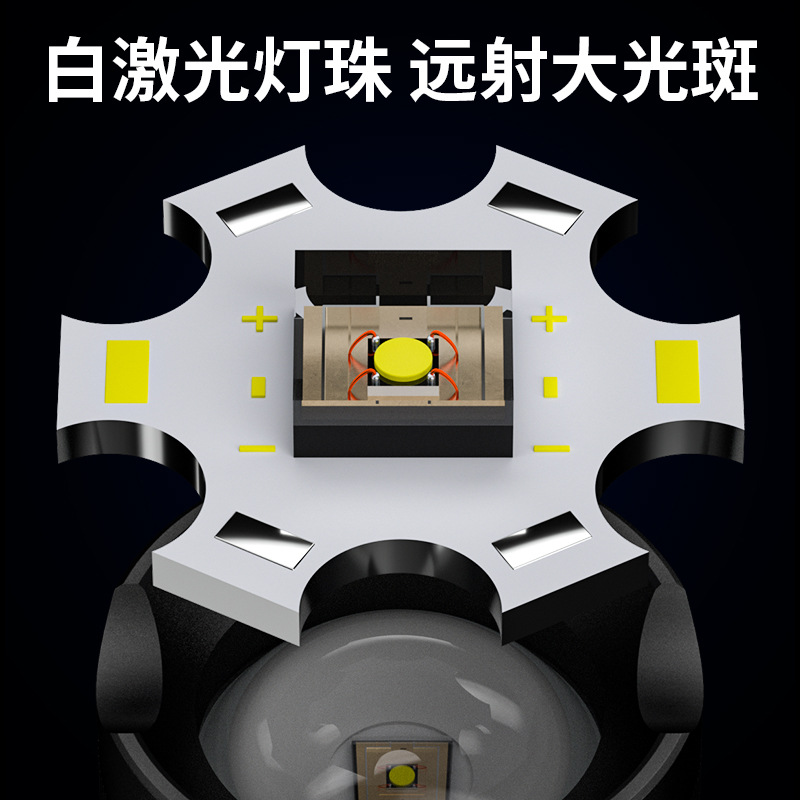 銳豹新款強光手電筒伸縮變焦鋁合金TYPE-C快充遠射戶外白激光手電