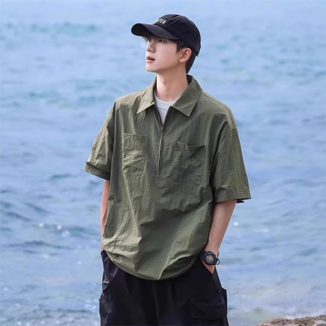 Trend Japanese shirt with zipper
