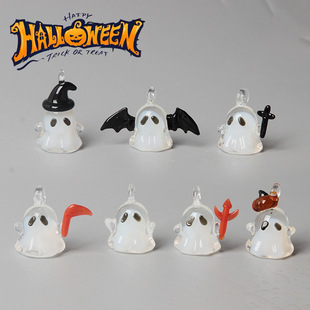 Halloween Niche Gifts Zibo Glass Pendant Little Ghost Ornament Accessories Glass Handmade Jewelry Pumpkin Decoration
