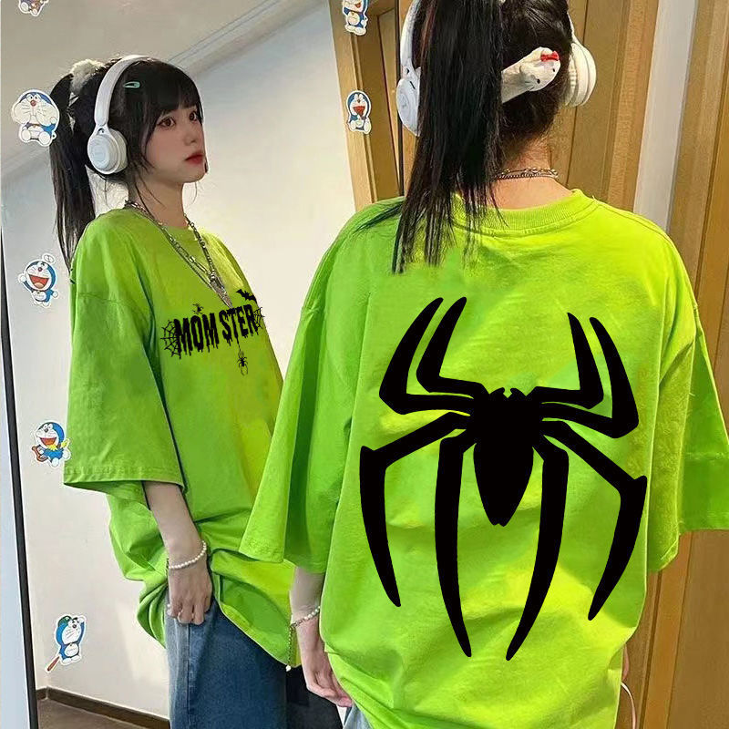 200g American High Street Spider Printed Niche T-shirt for Men and Women Spring and Summer Cotton Loose Fashion Brand Clothes for Lovers 200g American High Street Spider Printed Niche T-shirt for Men and Women Spring and Summer Cotton Loose Fashion Brand Clothes for Lovers