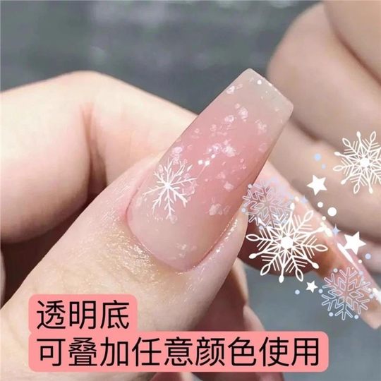 Internet famous new all-match snowflake nail polish glue eggshell glue snowflake sticker nail art popular white snowflake phototherapy glue