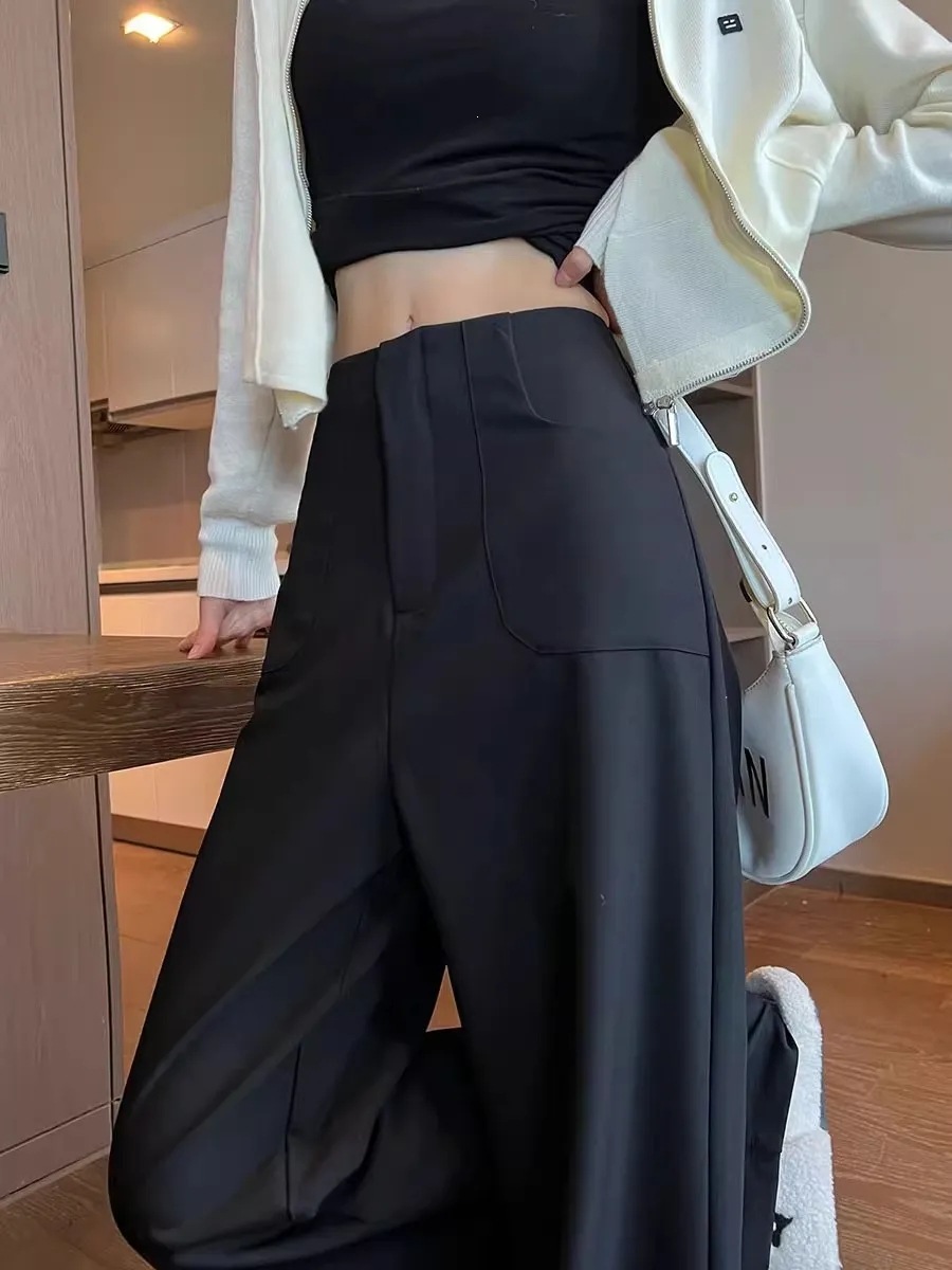 Black autumn demi-season trousers