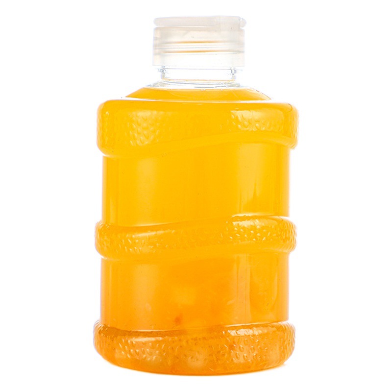 En stock cubo botella de plástico transparente PET jugo botella de bebidas grado alimenticio creativo desechable leche botella de té al por mayor