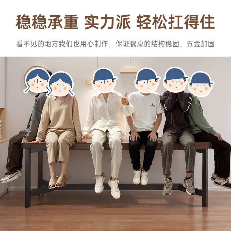 Mesa de comedor rectangular, restaurante de barbacoa de estilo industrial, restaurante comercial, mesa de comedor pequeña, tienda de fideos, combinación de mesa y silla especiales para taberna