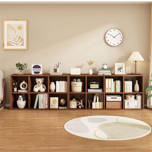 Free Grid Cabinet Open Storage Cabinet Display Cabinet Storage Cabinet Floor-Standing Storage Cabinet Bookshelf Children's Combination Bookcase