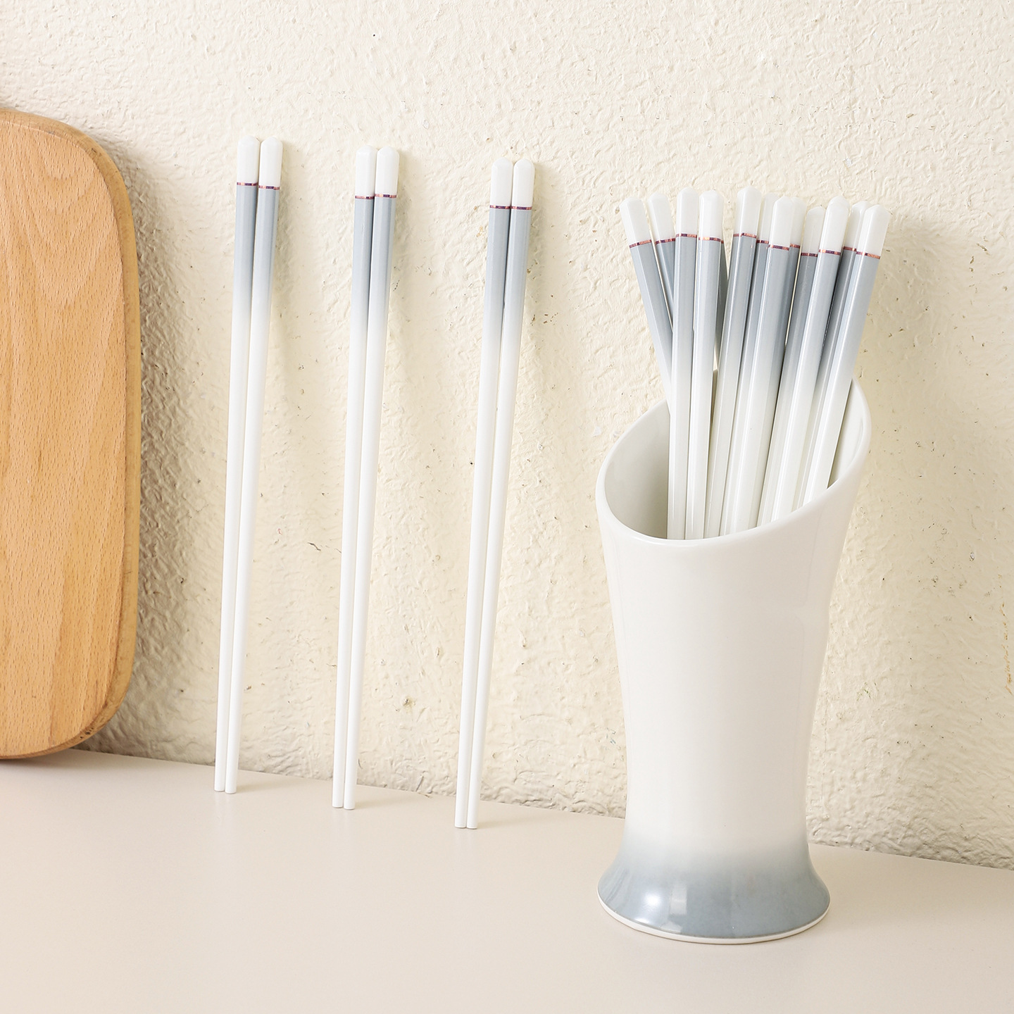 New Product Gift Box Ceramic Chopsticks Gradient Gray Chopstick Barrel High Temperature Resistant Easy to Clean Microwave Dishwasher Suitable