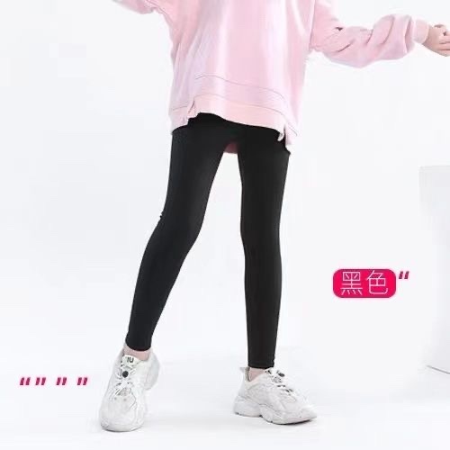 Children's Clean Color Shark Pants Spring Summer Thin Outerwear Stylish Sport Leggings for Older Children Elastic Girl Yoga Pants