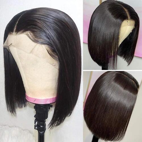 FB new product cross-border e-commerce European and American middle-parted bobo women's short straight hair wig micro-curled chemical fiber high-temperature silk headgear