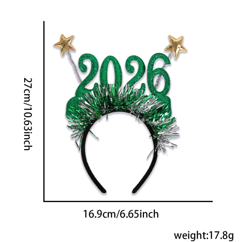 2026 デジタルスターカラーストリップヘッドバンドクリスマスパーティーデコレーション雰囲気写真小道具大晦日新年ヘッドバンド|undefined