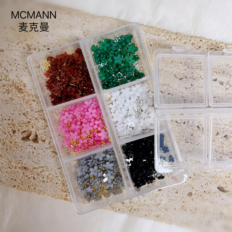 MCMANN Nail Art Jewelry Light Variable Five-petal Flower Mixed Size Set Resin Macaron Nail Art Decorations