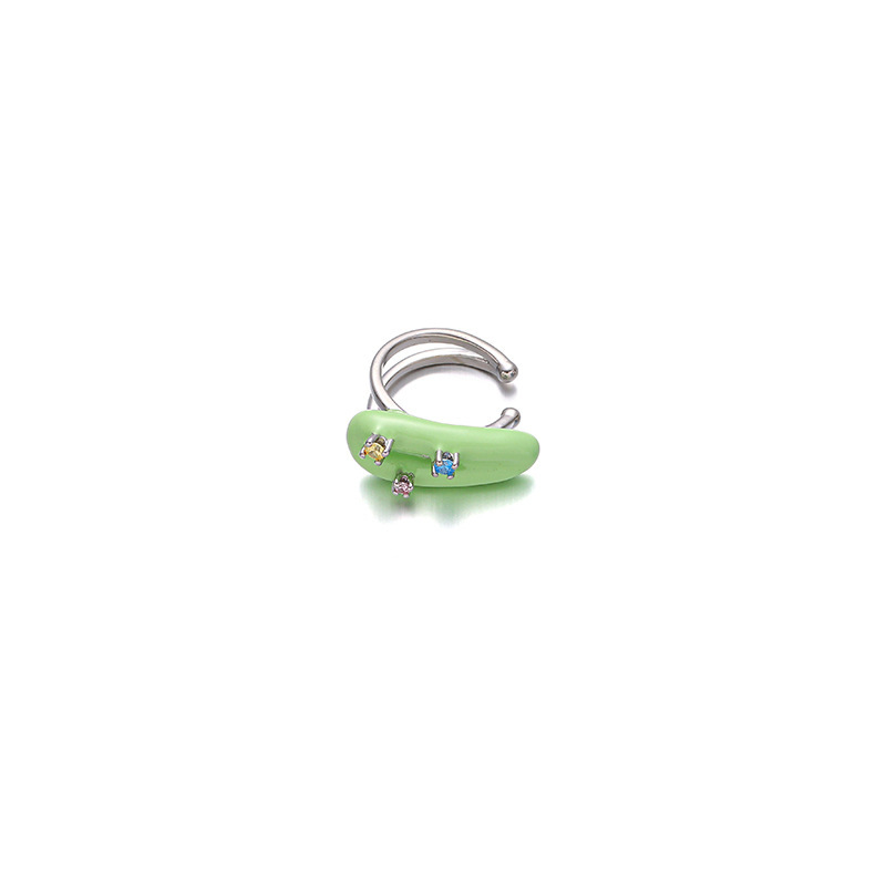 Japón y Corea del Sur dopamina color esmalte frío nicho de diseño original amor incrustado zircon diseño sin agujeros de orejas clip de hueso de orejas