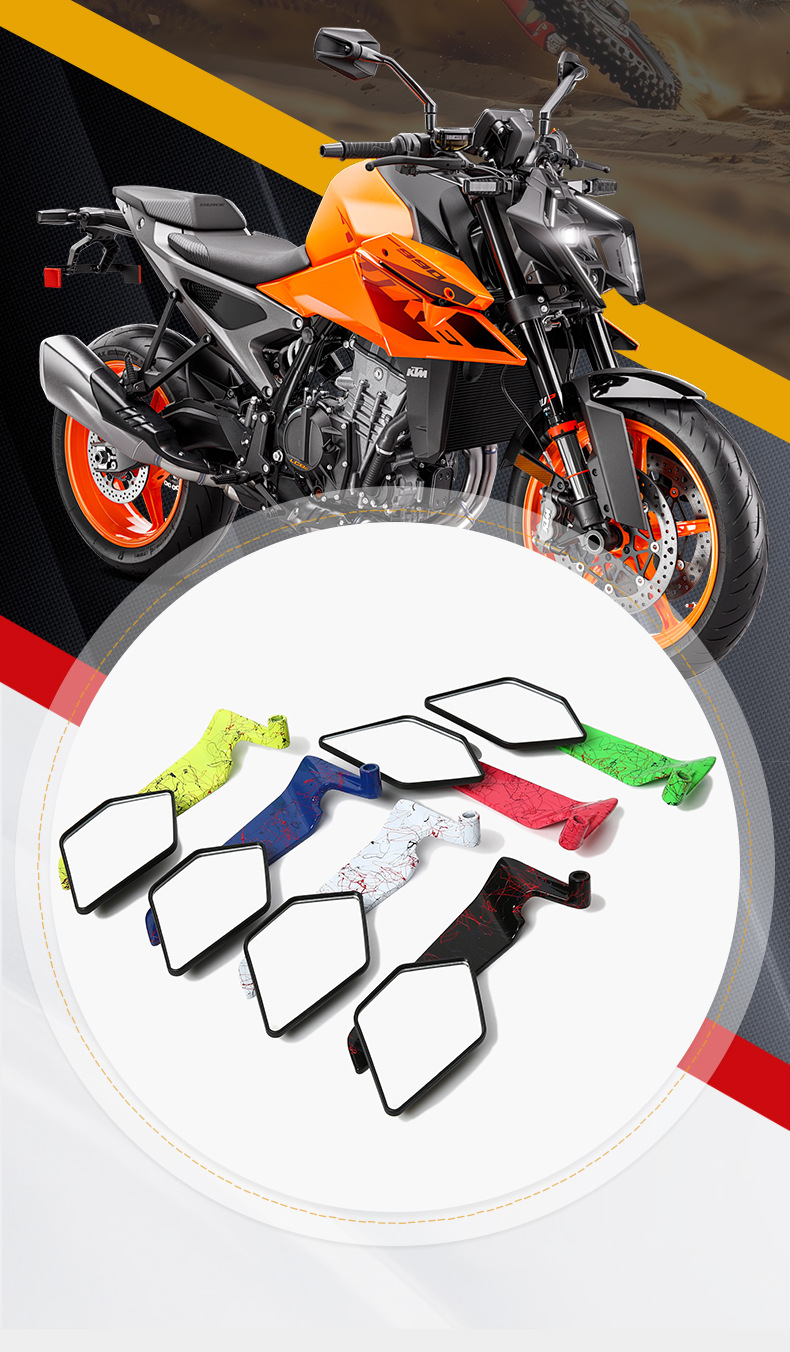 Cross-Border Motorcycle Rearview Mirror, Street Bike, Sports Car Modification, Fixed Wing Reflector, Aluminum Alloy Artistic Pattern Reversing Mirror