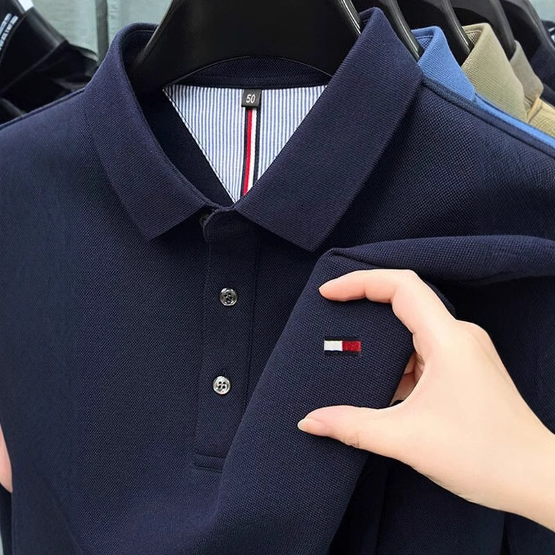 American Genuine Tommy Long-Sleeved T-Shirt Men's T-Shirt Middle-Aged Men's Casual Special Price Spring & Fall Polo Shirt