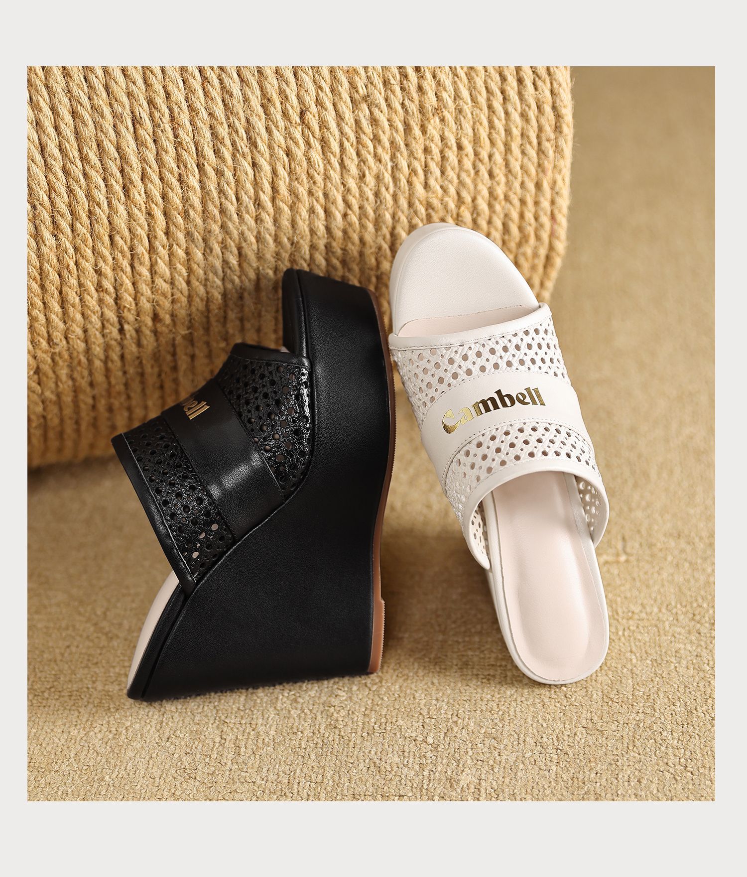 Sandal cao gót nữ hở mũi quai ngang đế xuồng da bò — màu đen, màu trắng ngà chi tiết 18
