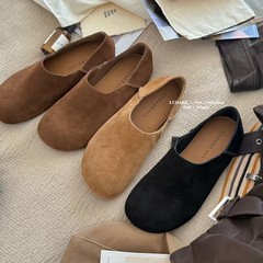 真皮内增高厚底勃肯鞋女加绒外穿春夏秋冬新款森系复古包头半拖鞋