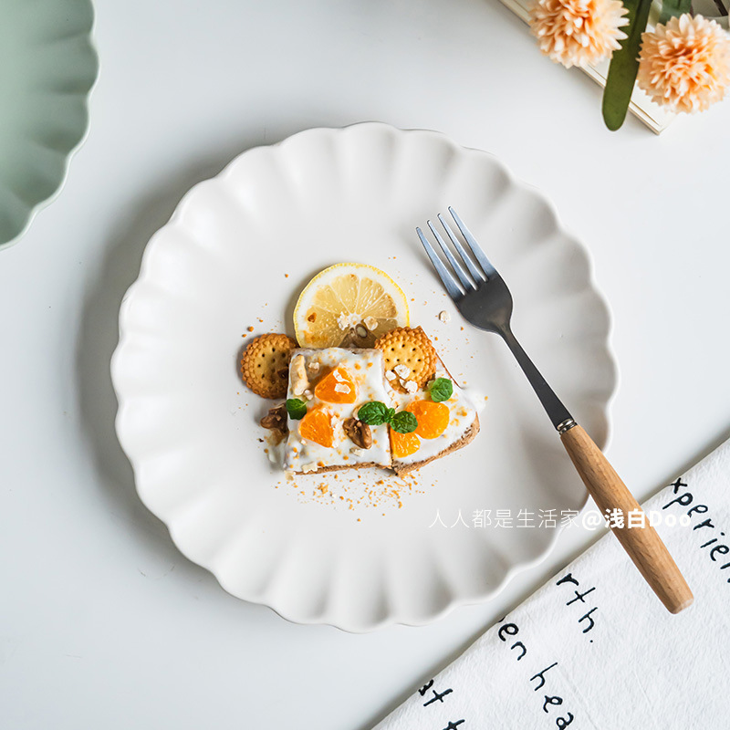 インスタイルレースプレートマットセラミックプレートデザートプレート朝食プレートフルーツサラダプレート家庭用食器皿プレート|undefined