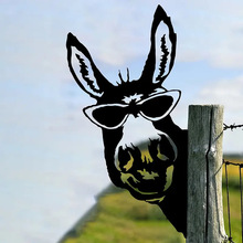 现货批发戴眼镜黑色毛驴树插花园篱笆装饰桩跨境庭院农场装饰