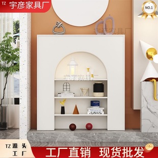 French-Style Living Room Fireplace Live Broadcast Room Decorative Cabinet Nordic White Display Entryway Cabinet American-Style Storage Rack Simple