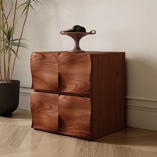 Chinese Retro Solid Wood Ripple Carmen Cabinet Combination Module Sofa Side Cabinet Living Room Storage Cabinet Small Apartment Tv Cabinet