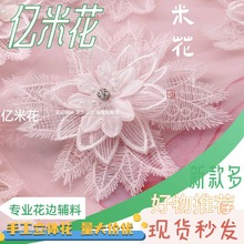 欧根纱立体花朵钉珠辅料婚纱礼服DIY手工刺绣花边童装配饰花娃衣