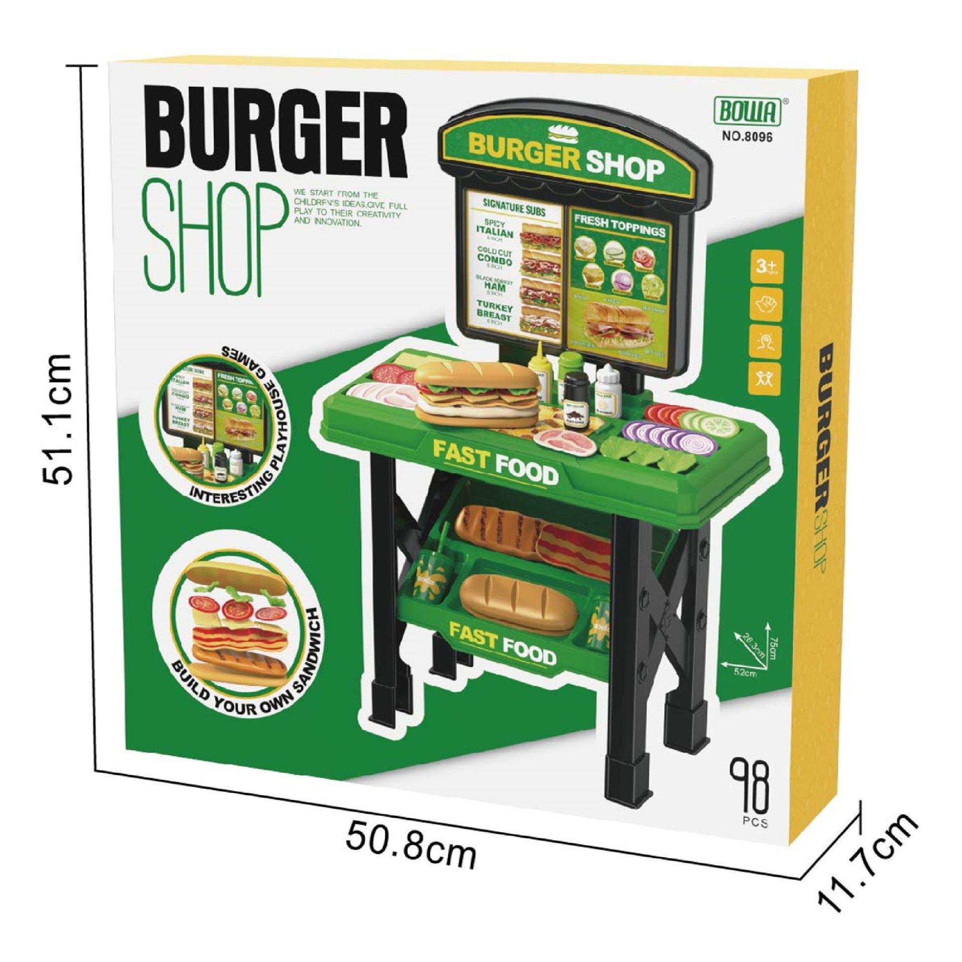 Simulación de hamburguesas transfronterizas para niños mesa de comedor de comida rápida set de mesa de cocina juguetes caseros