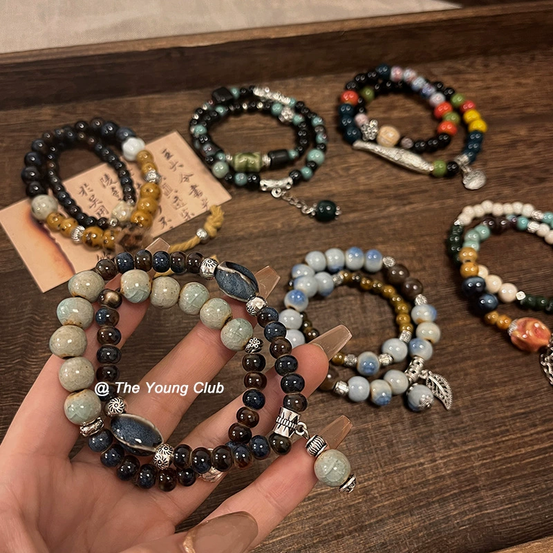 Новый керамический браслет в китайском стиле для женщин, оригинальный дизайн, браслет в этническом стиле из бисера, национальный тренд, браслет bestie в стиле ретро