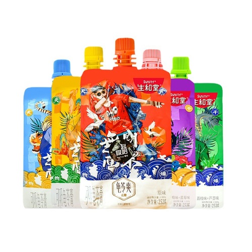 Xinghetaang Absorbent Turtle Grass Jelly Can Absorb Fruit Pudding 253g Honeysuckle 5 Flavors Internet Celebrity Snack Wholesale