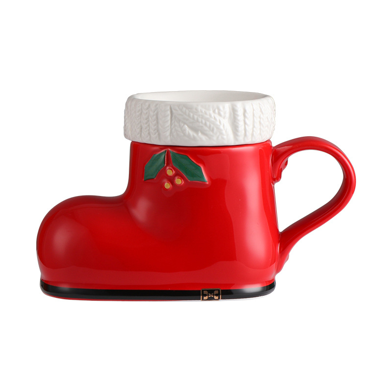 Botas creativas de modelado de la Taza de regalo de Navidad Taza de cerámica taza de dibujos animados 3D taza de café de la fábrica al por mayor taza de porcelana