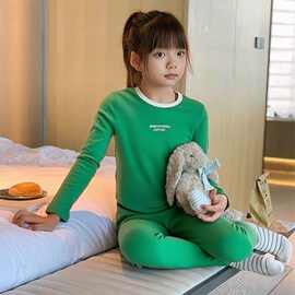 保暖可爱睡衣套装女童圆领秋衣秋裤宝宝秋冬新款小女孩德绒长袖裤