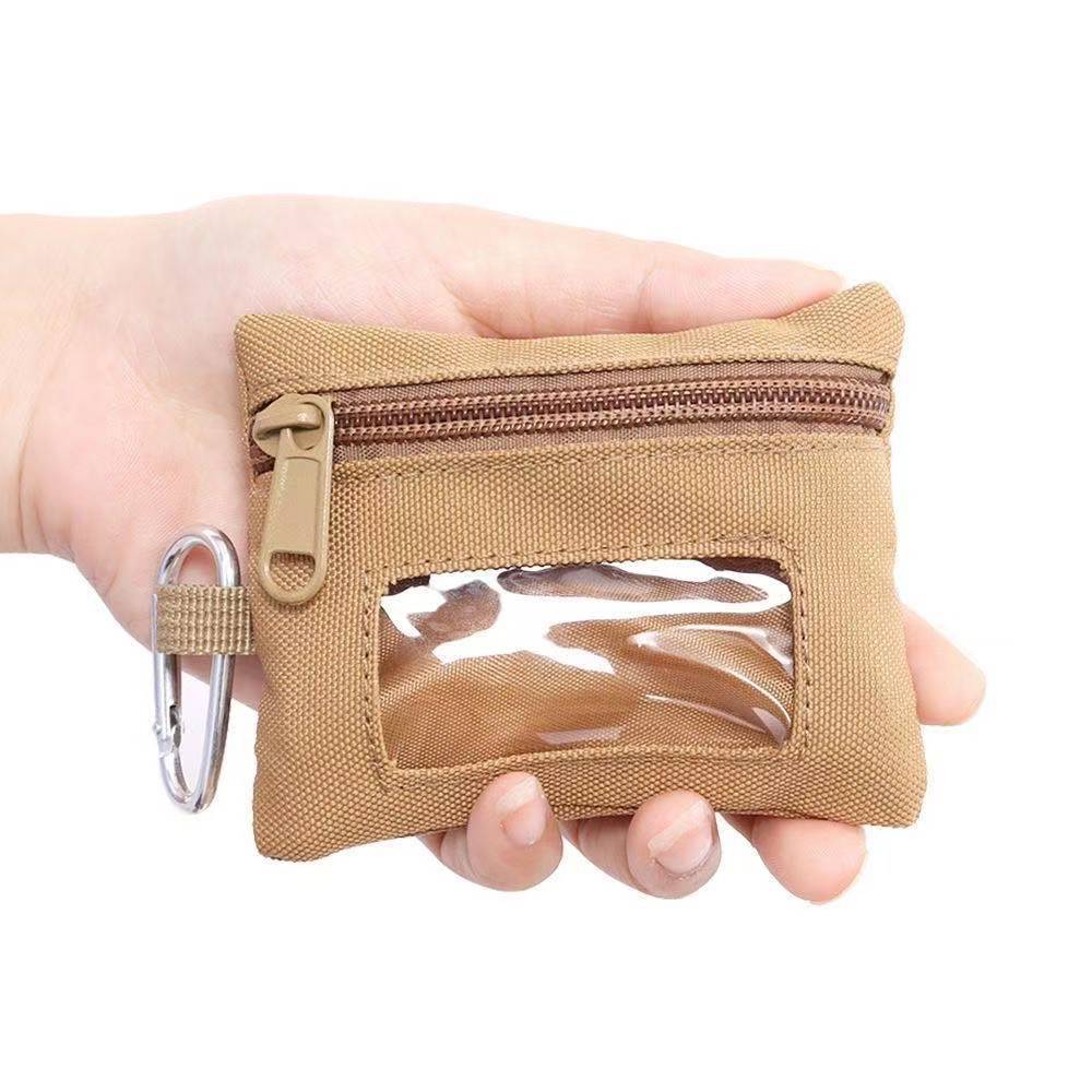 Bolsa de almacenamiento multifuncional, cremallera de lona, billetera pequeña, tarjetero, bolso cuadrado, cambio, llavero, bolso para colgar, bolso para fanáticos militares al aire libre