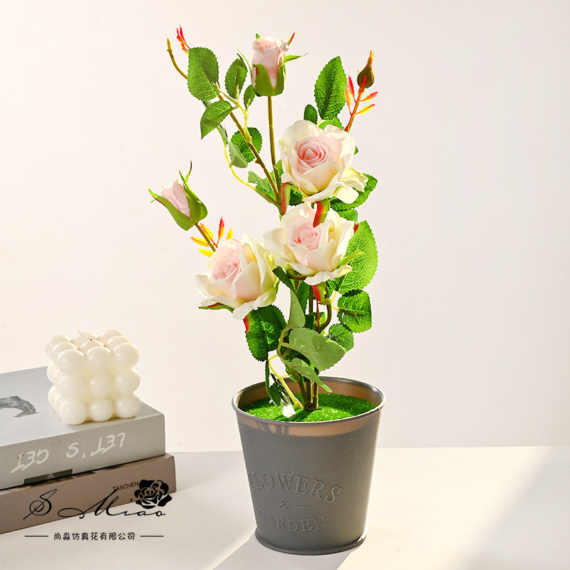 flores falsas estilo pastoral rosa pequeña flor de simulación bonsai decoración creativa flor de moda plantación verde artificial simulación maceta