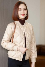 夹棉外套女短款年新款秋冬小个子妈妈时尚百搭棒球服菱格棉衣