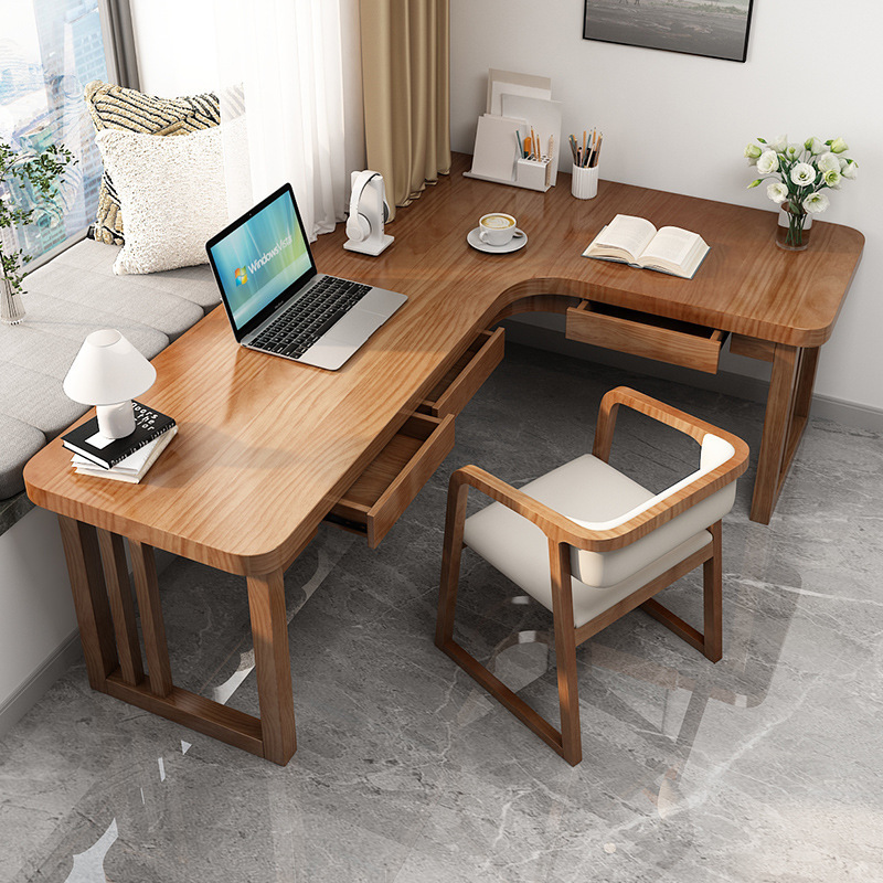 Solid Wood Corner L-Shaped 7-Shaped Writing Desk for Small Apartments, Bedroom Computer Desk, Work Desk, Office Desk, Study Desk