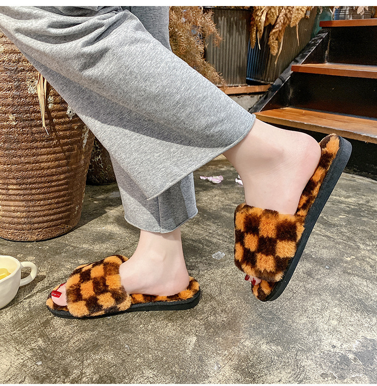 Autumn And Winter New Open Toe Celebrity Mesh Cotton Slippers Women S Fashion Indoor Home Fleece_voghion.com