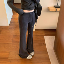 e go studio 冬日不粘毛瘦腿百搭加绒内胆微喇长裤女松紧腰休闲裤