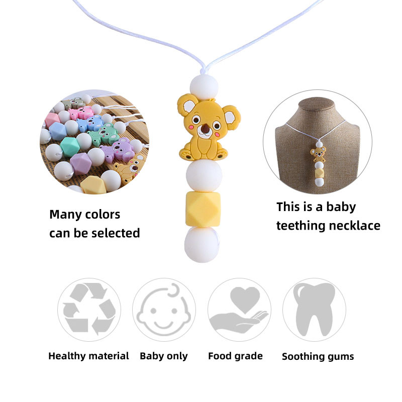 Bebé molar mordedor masticable colgante accesorios de joyería para niños mordedor palo dibujos animados silicona Koala teether collar