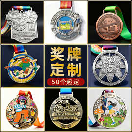 金属定制奖牌挂牌企业学校马拉松运动会金银铜牌奖章合金奖牌定制