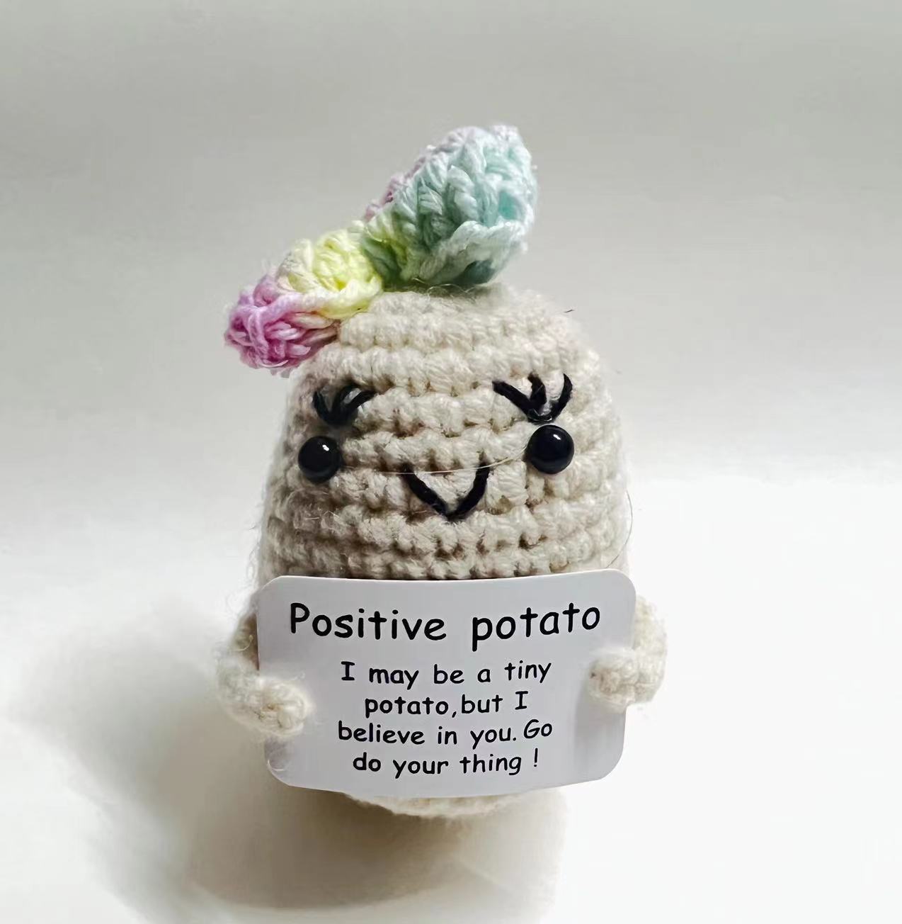Amazon positivepotato hilado de lana tejida ganchillo patata divertida descompresión muñeca tejida a mano