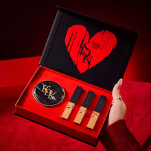 KDK皮纹美妆套盒自然服帖气垫雾面黑管口红彩妆口红套装生日礼物