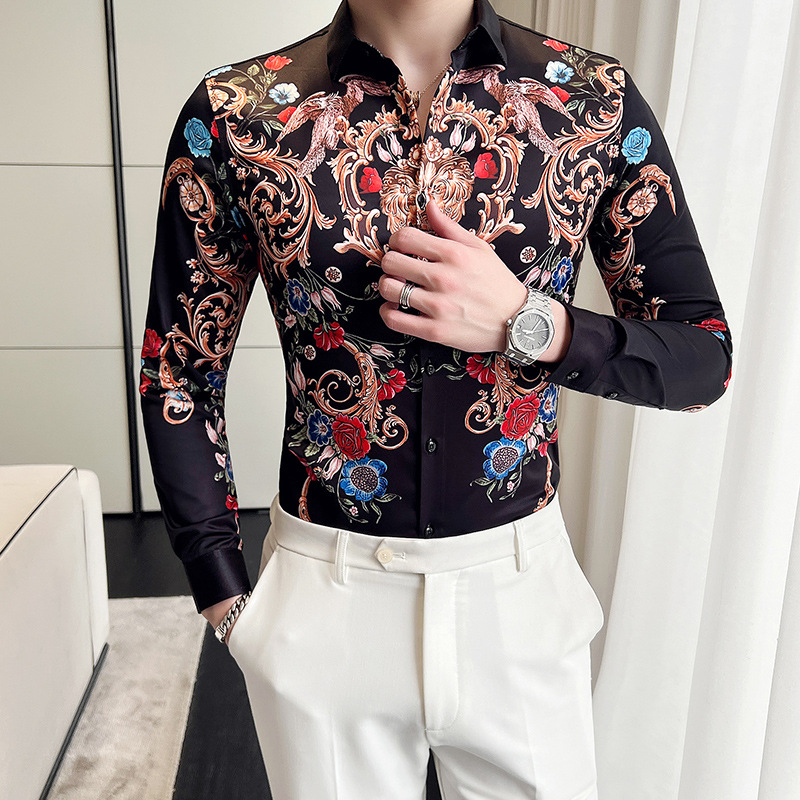 Comercio exterior transfronterizo Amazon nueva camisa de impresión digital camisa de manga larga impresa personalizada para hombres 2813